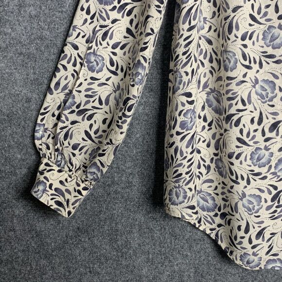 Hinge Airy Top Viscose Floral Women S Long Sleeve Pullover Notch V Neckline - Picture 4 of 13